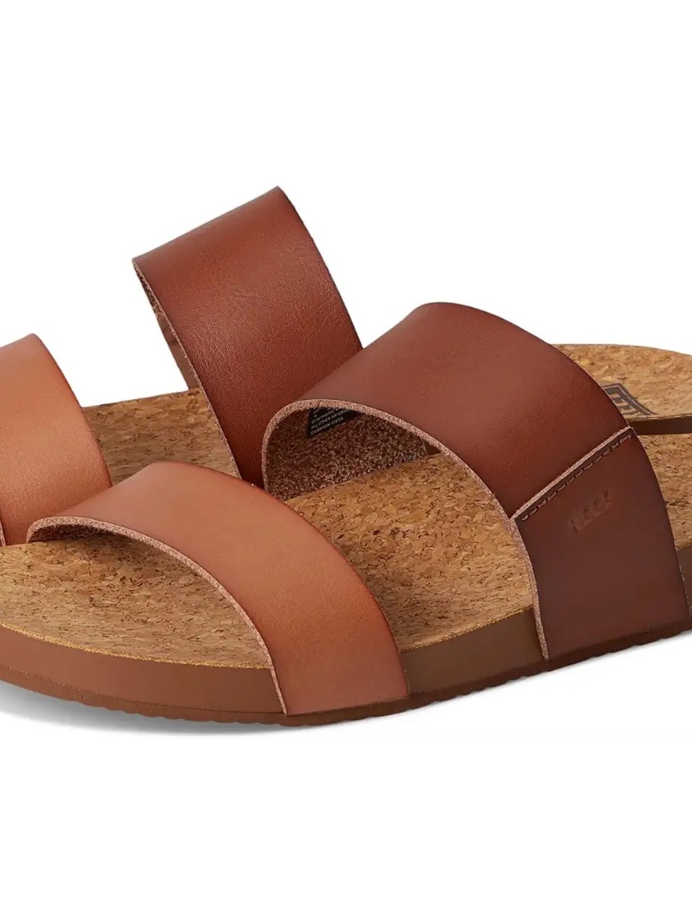 Reef Cushion Vista Two-Strap Leather Slide Sandals in Espresso Duo - 9